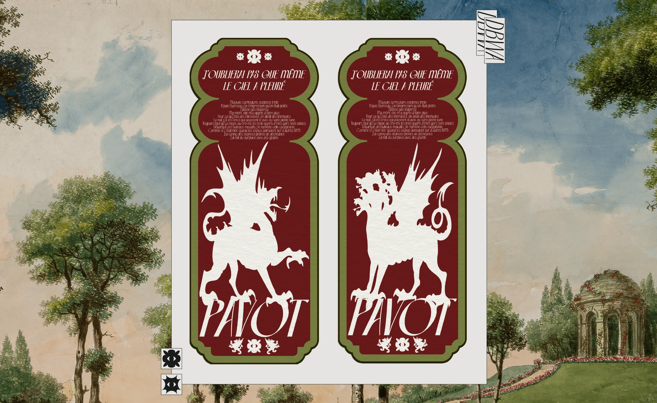 Poster de design utilisant Pavot avec illustration de griffon